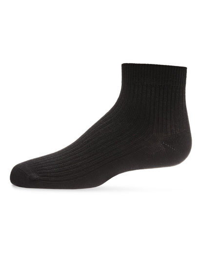 Thin Ribbed Cotton Kids Anklet Sock : Color: Black