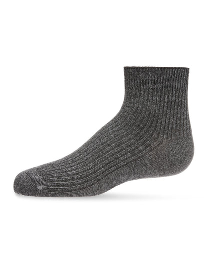 Thin Ribbed Cotton Kids Anklet Sock : Color: Charcoal