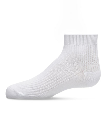 Thin Ribbed Cotton Kids Anklet Sock : Color: White