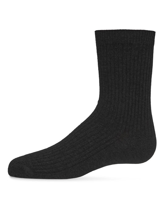 Kids Unisex Ribbed Cotton Rich Crew Socks : Color: Black