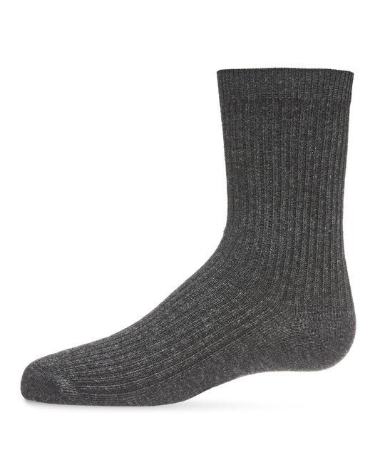 Kids Unisex Ribbed Cotton Rich Crew Socks : Color: Charcoal