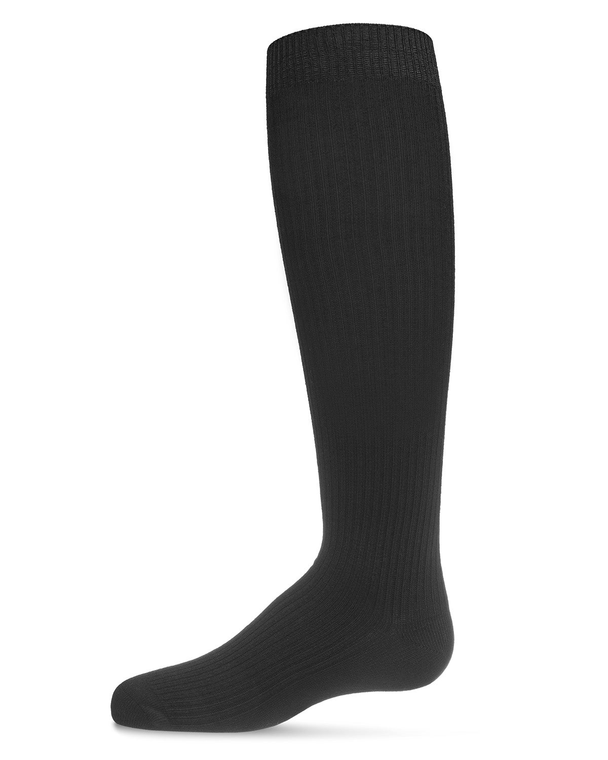 Thin Ribbed Girls Cotton Blend Knee High Sock : Color: Black