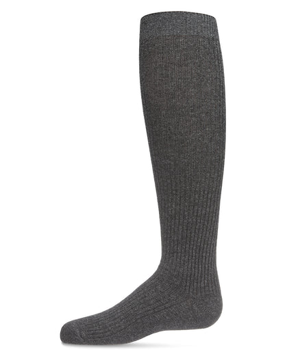Thin Ribbed Girls Cotton Blend Knee High Sock : Color: Charcoal