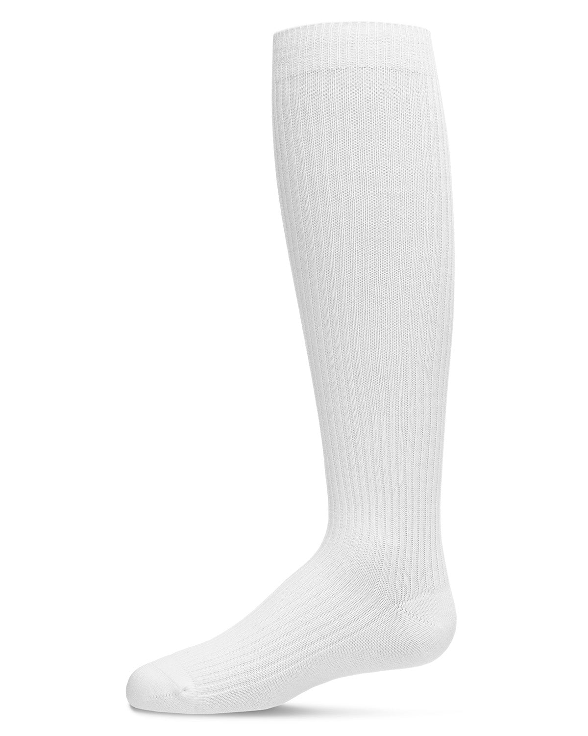 Thin Ribbed Girls Cotton Blend Knee High Sock : Color: White