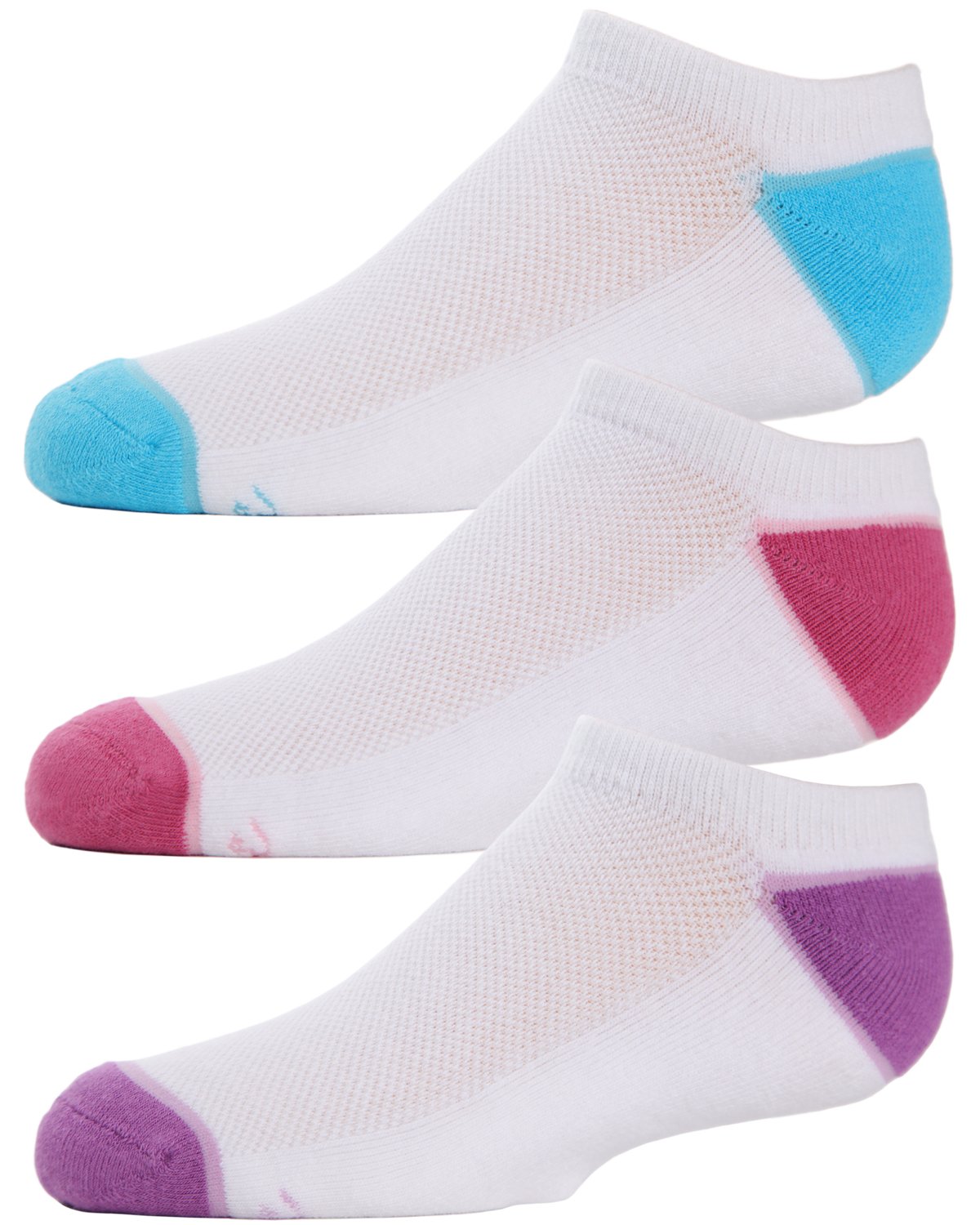 Unisex Kids No Show Sport Ankle Socks 3 Pack : Color: Blue/Pink/Purple