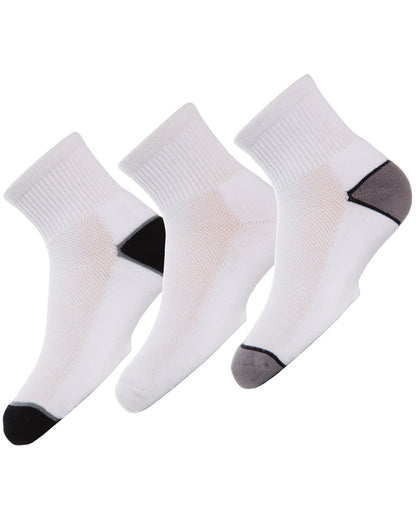 Unisex Quarter-Crew Kids Sport Socks 3-Pack : Color: Black/White/Gray