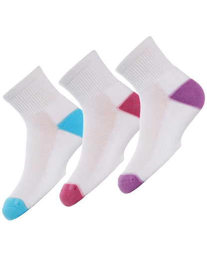 Unisex Quarter-Crew Kids Sport Socks 3-Pack : Color: Blue/Pink/Purple