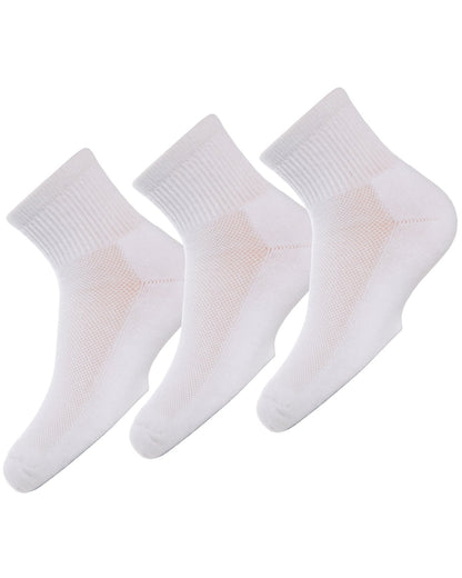 Unisex Quarter-Crew Kids Sport Socks 3-Pack : Color: White/White/White