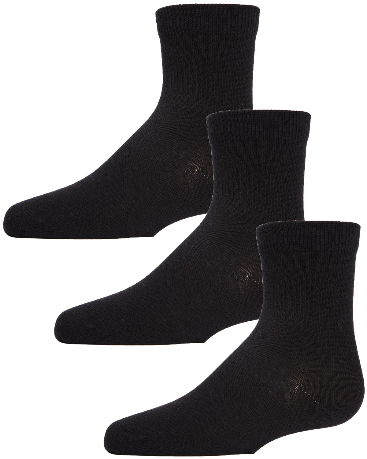 Unisex Cotton Blend Mid-Cut Socks 3-Pack : Color: Black