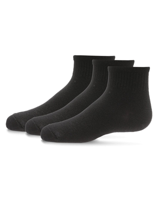 Kids' 3 Pair Pack Mid Cut Cotton Blend Socks : Color: Black