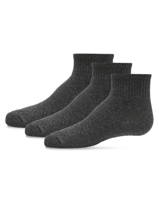 Kids' 3 Pair Pack Mid Cut Cotton Blend Socks : Color: Charcoal