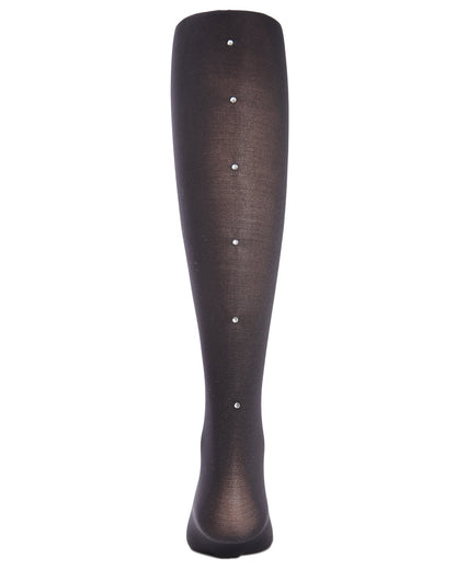 Girls' Rhinestone Backseam Semi-Opaque Tights : Color: Black