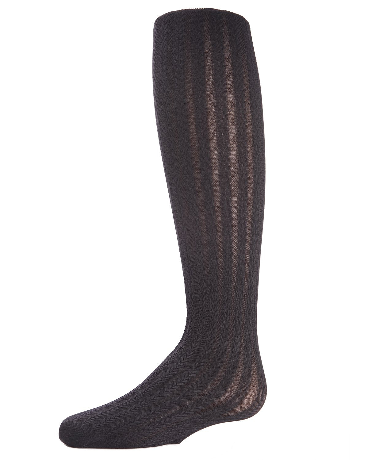 Classic Braid Pattern Girls Slightly Sheer Tights : Color: Black