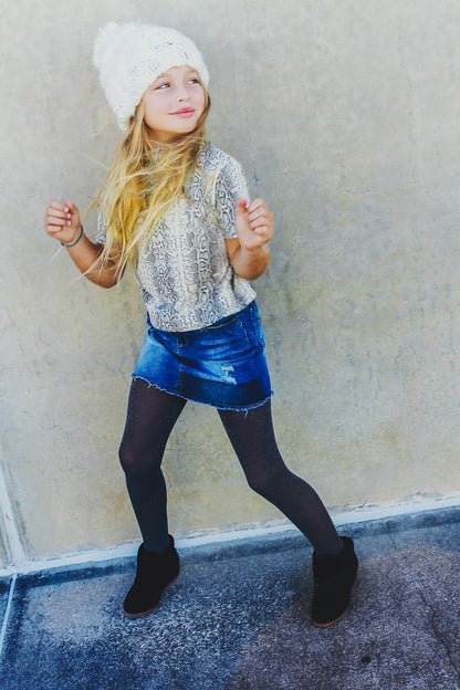 Girls' Shining Star Shimmer Tights : Color: Black