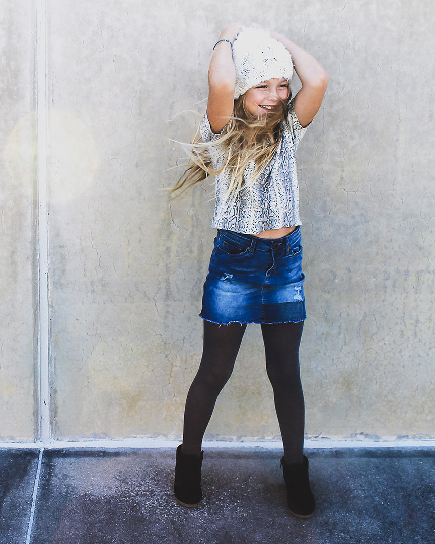 Girls' Shining Star Shimmer Tights : Color: Black