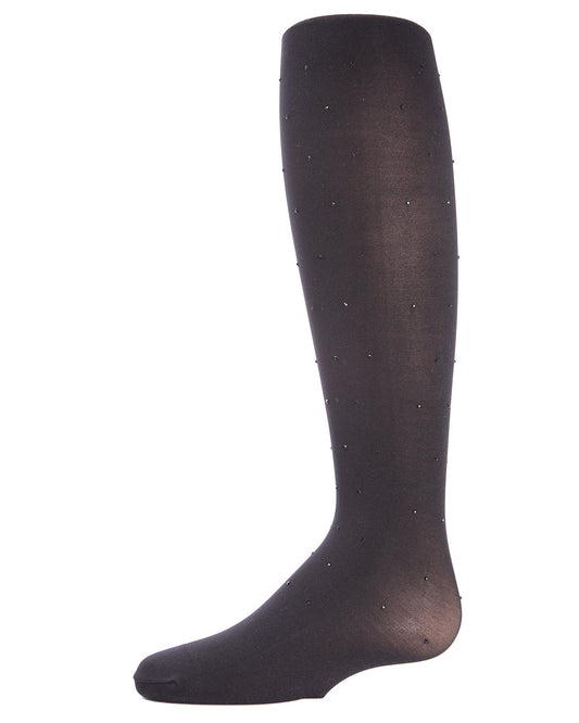 Glam Studded Crystal Opaque Girls Tights : Color: Black/Black