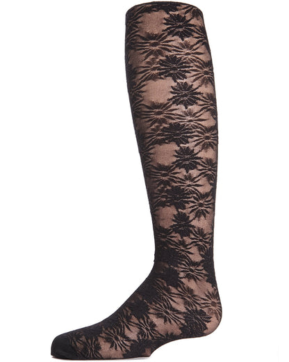Girls' Flower Bunches Sheer Tights : Color: Black