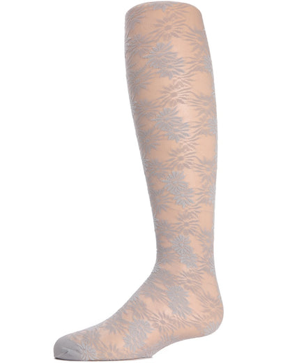 Girls' Flower Bunches Sheer Tights : Color: Silver