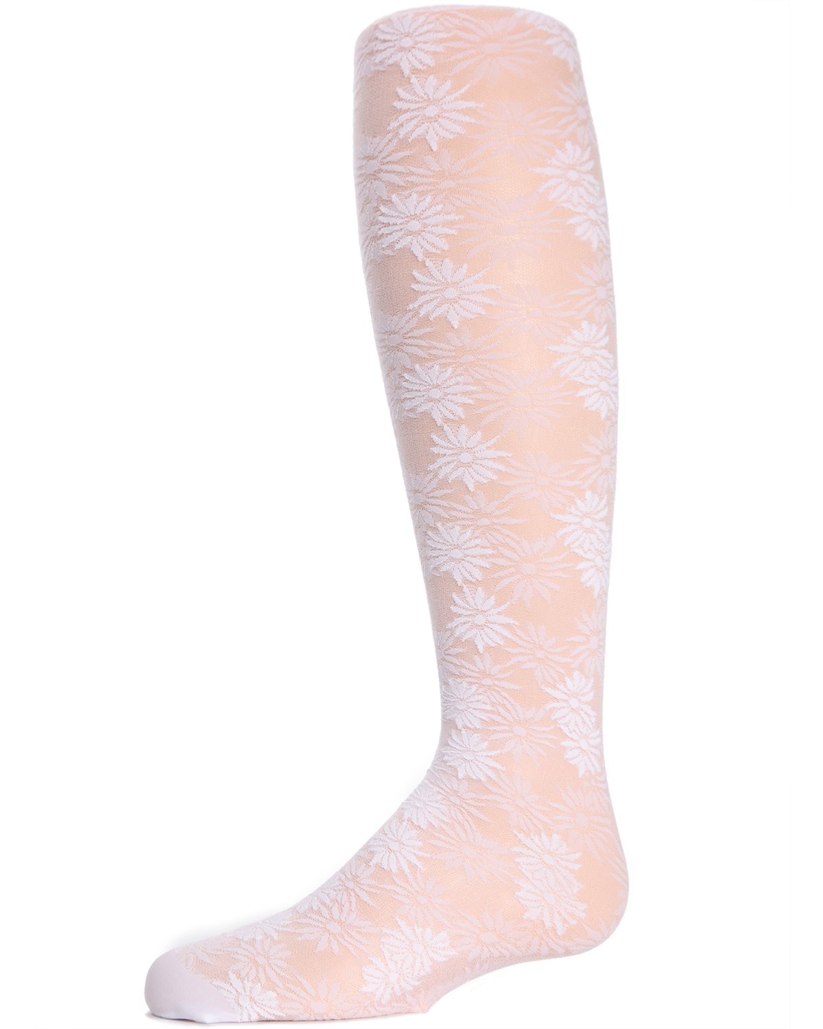 Girls' Flower Bunches Sheer Tights : Color: White