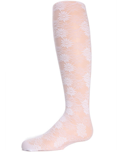 Girls' Flower Bunches Sheer Tights : Color: White