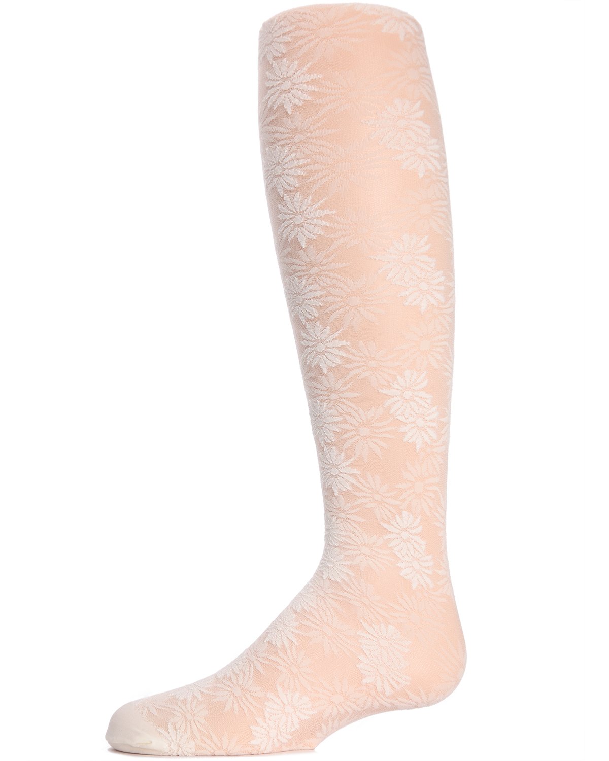 Girls' Flower Bunches Sheer Tights : Color: Winter White