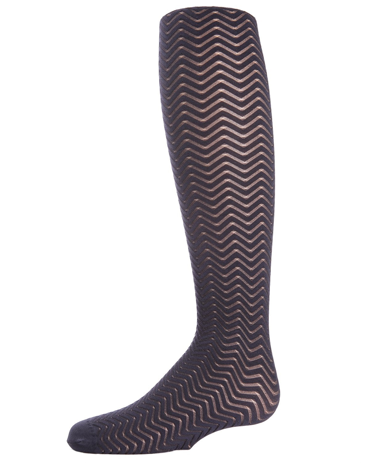 Girls' Chevron Wave Sheer Nylon Tights : Color: Navy