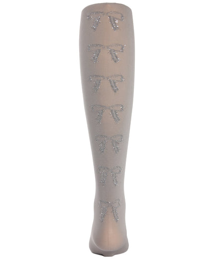 Bows in the Back Opaque Girls Tights : Color: Light Gray