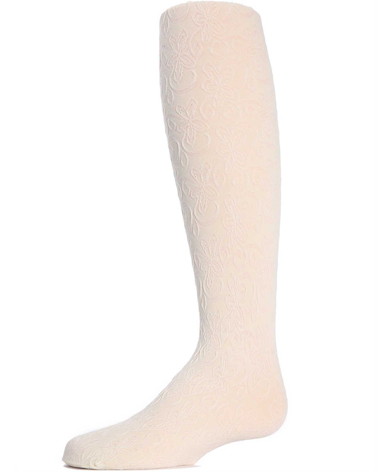 Swirled Floral Girls Opaque Tights : Color: Ivory