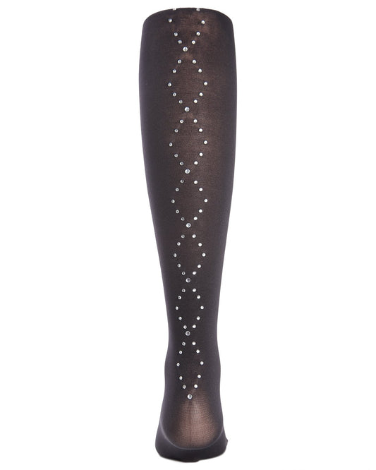 Diamonds on Down Jeweled Girls Opaque Tights : Color: Black
