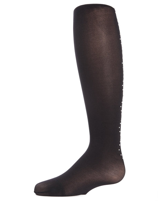Diamonds on Down Jeweled Girls Opaque Tights : Color: Black
