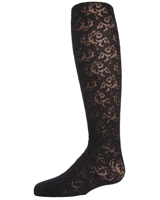 Girls' Sheer Vine Opaque Tights : Color: Black
