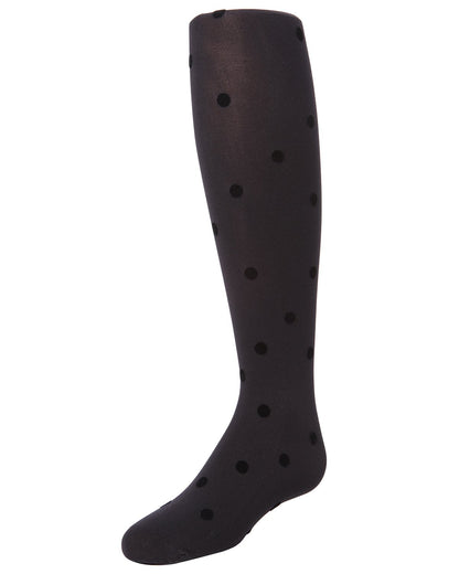 Girls' Flocked Dots Nylon Tights : Color: Black