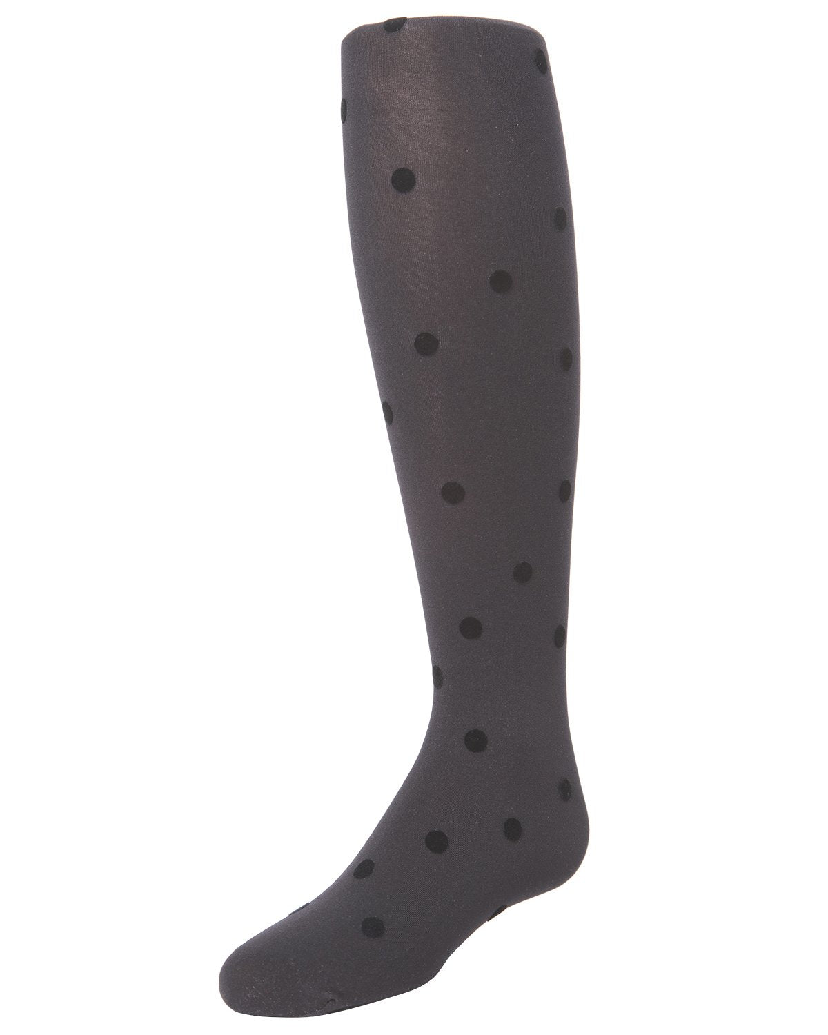 Girls' Flocked Dots Nylon Tights : Color: Charcoal
