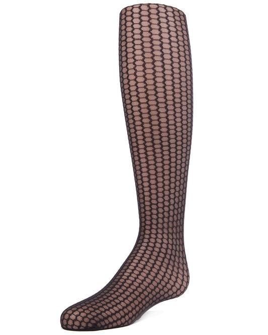 Girls' Honeycomb Knit Sheer Nylon Tights : Color: Black