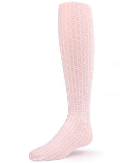 Girls' Honeycomb Knit Sheer Nylon Tights : Color: White