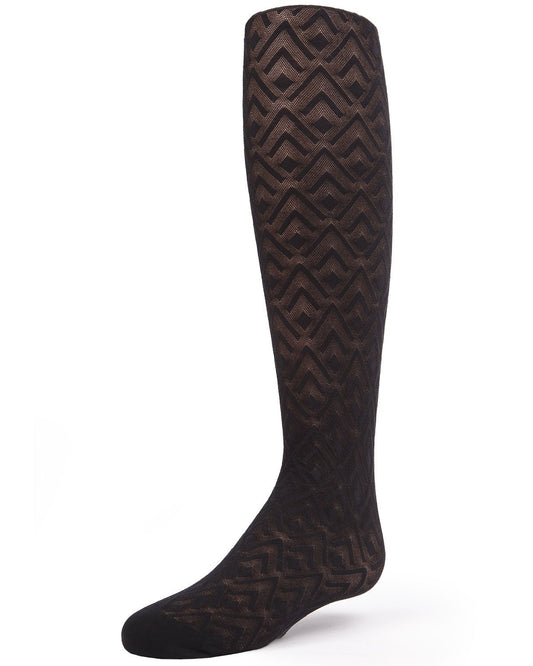 Girls' Diamond Sheer Nylon Tights : Color: Black