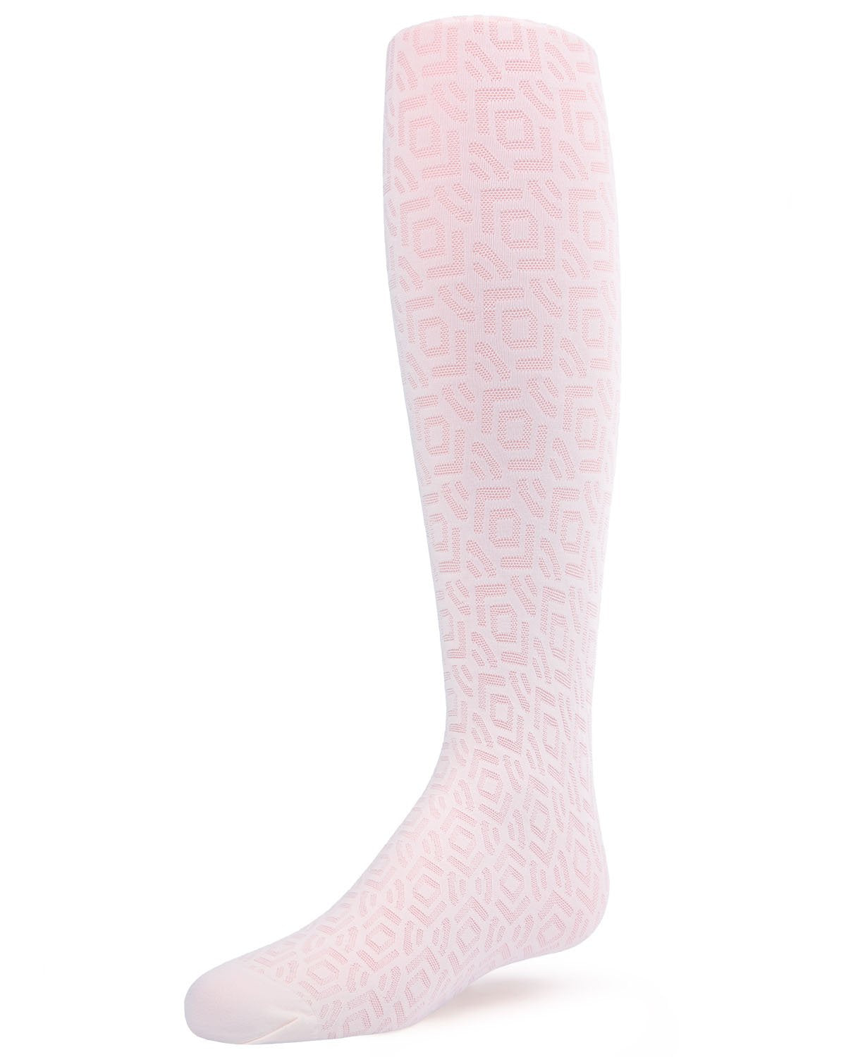 Girls' Sheer Geo Art Deco-Inspired Tights : Color: White