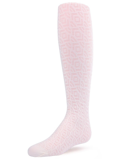 Girls' Sheer Geo Art Deco-Inspired Tights : Color: White