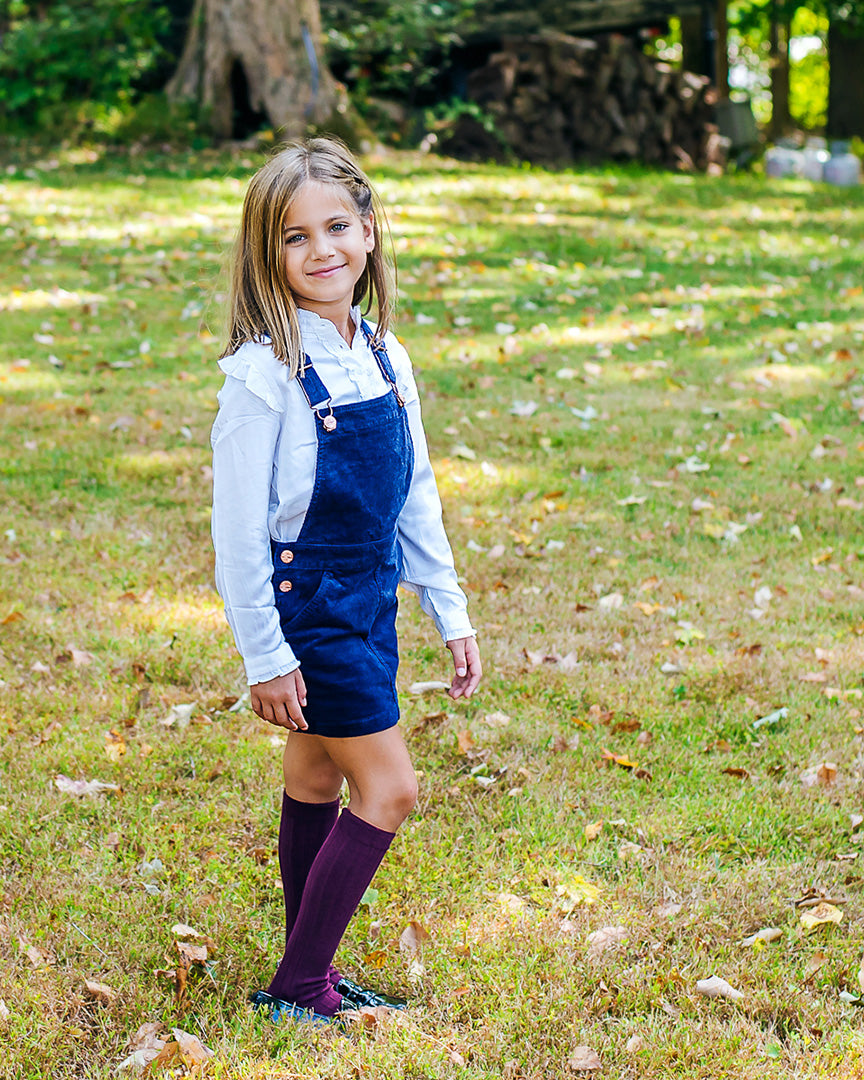 Cable Knit Girls Cotton Blend Knee High Socks : Color: Plum Perfect