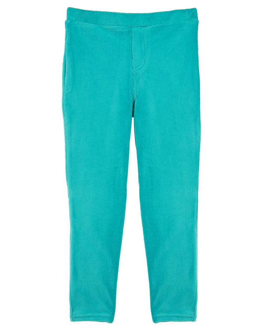 Girls' Thin Ribbed Comfort Stretch Cotton Blend Leggings : Color: Capri Breeze