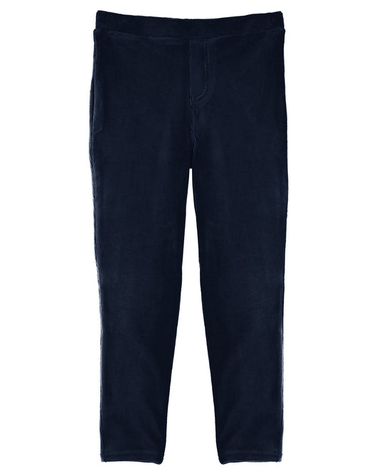 Girls' Thin Ribbed Comfort Stretch Cotton Blend Leggings : Color: Navy