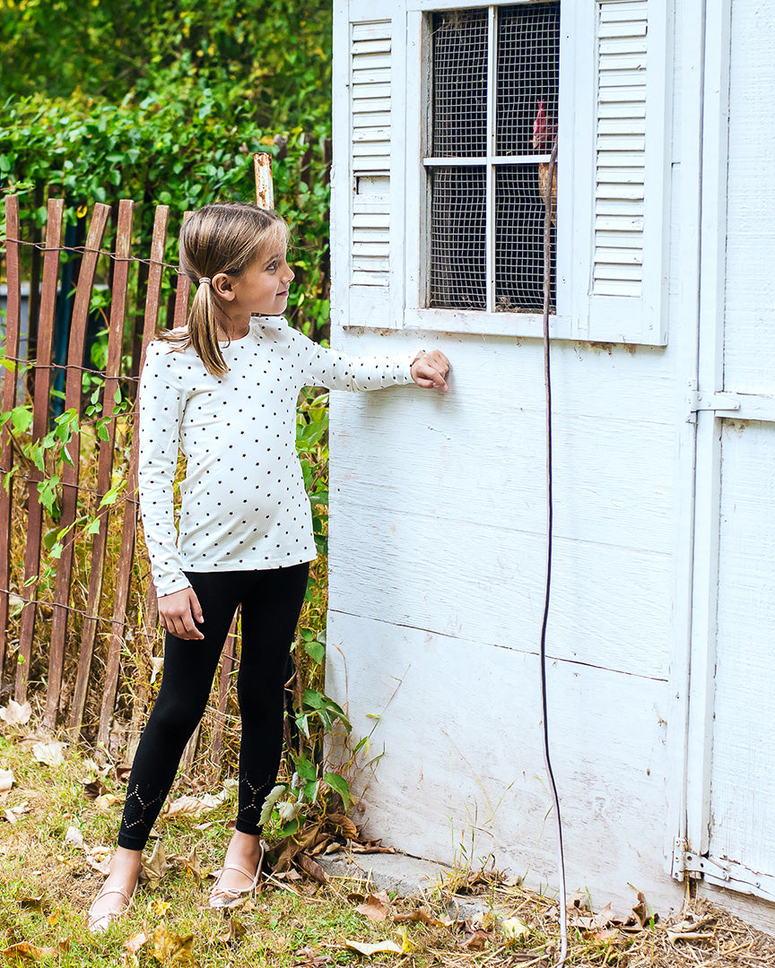 Girls' Lovely Lace Comfort Stretch Leggings : Color: Black