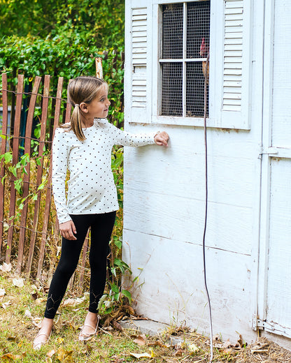 Girls' Lovely Lace Comfort Stretch Leggings : Color: Black