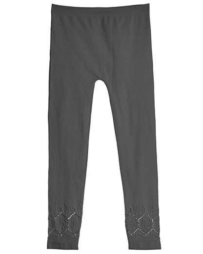 Girls' Lovely Lace Comfort Stretch Leggings : Color: Gray
