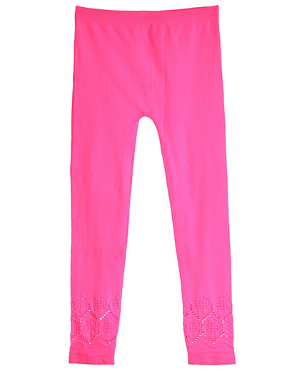 Girls' Lovely Lace Comfort Stretch Leggings : Color: Knockout Pink