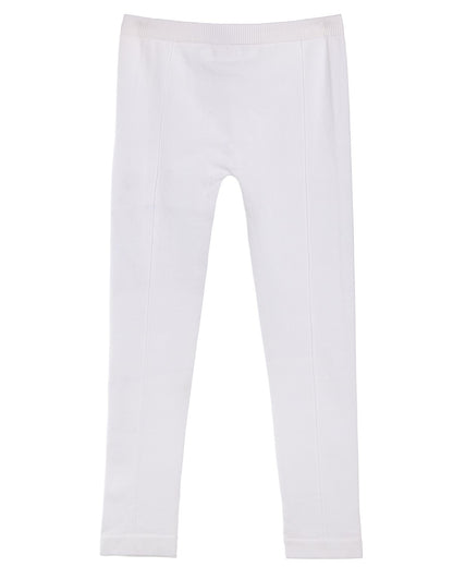 Girls' Front Seam Cotton Blend Leggings : Color: White
