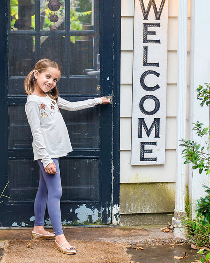 Girls' Front Seam Cotton Blend Leggings : Color: Black