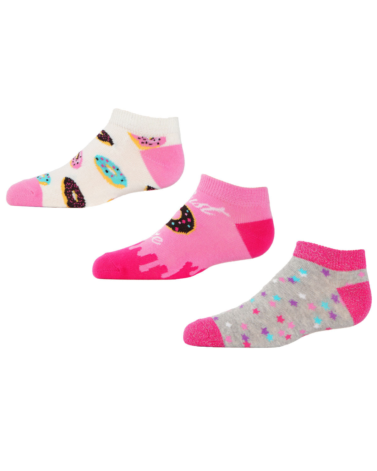 Donut Low-Cut Girls Socks 3-Pack : Color: Assorted