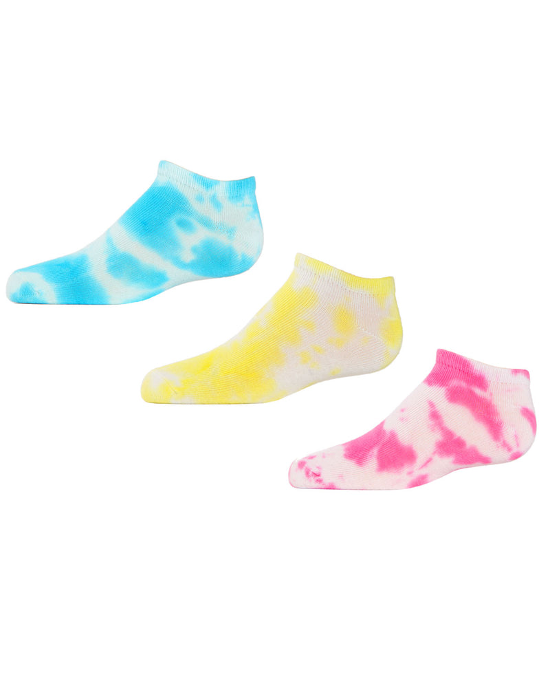MeMoi Tie-Dye No Show Girls Socks 3-Pack