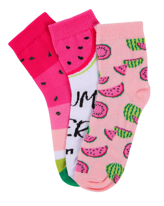 Watermelon Cotton Blend Ankle Socks 3-Pack : Color: Assorted C